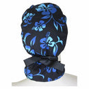 Ponytail Surgical Cap Black Lava Flowers