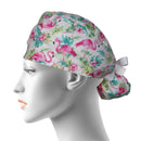 Ponytail Surgical Cap Pink Flamingos